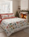 POŚCIEL bawełniana ŚWIĄTECZNA DOMKI 220x200 2x 70x80 komplet 3 częściowy