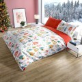 POŚCIEL bawełniana ŚWIĄTECZNA DOMKI 220x200 2x 70x80 komplet 3 częściowy