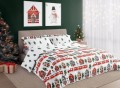 POŚCIEL bawełniana ŚWIĄTECZNA DOMKI 220x200 2x 70x80 komplet 3 częściowy