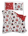 POŚCIEL bawełniana ŚWIĄTECZNA PINGWINY 220x200 2x 70x80 komplet 3 częściowy