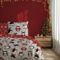 POŚCIEL bawełniana ŚWIĄTECZNA PINGWINY 220x200 2x 70x80 komplet 3 częściowy
