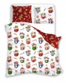 POŚCIEL bawełniana ŚWIĄTECZNA 140x200 + 70x90 choinki mikołaje cukierki