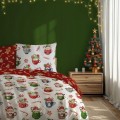 POŚCIEL bawełniana ŚWIĄTECZNA 140x200 + 70x90 choinki mikołaje cukierki