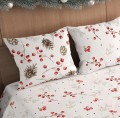 POŚCIEL bawełniana ŚWIĄTECZNA 140x200 + 70x90 głóg szyszki