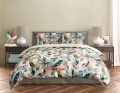 POŚCIEL bawełniana LIŚCIE rośliny 220x200 + 2x 70x80 cm komplet 3 częściowy