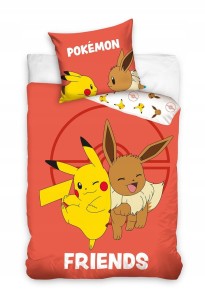POŚCIEL bawełniana POKEMON 140x200 PIKACHU & EEVEE ORYGINALNA