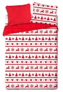 POŚCIEL bawełniana ŚWIĄTECZNA 160x200 + 2x 70x80 komplet 3 częściowy