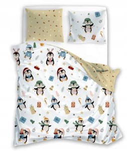 POŚCIEL bawełniana ŚWIĄTECZNA 220x200 + 2x 70x80 komplet 3 częściowy