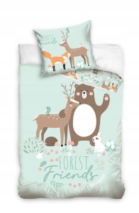 POŚCIEL bawełniana ŚWIĄTECZNA 140x200 cm ZWIERZĄTKA LAS