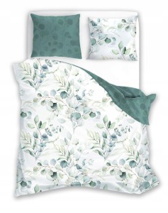 POŚCIEL bawełniana LIŚCIE rośliny 220x200 + 2x 70x80 cm komplet 3 częściowy