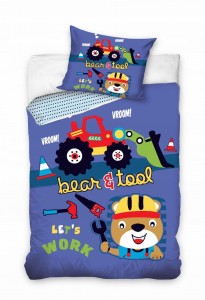 POŚCIEL bawełniana KOPARKA 140x200 cm MASZYNY BUDOWLANE MIASTO BUDOWA