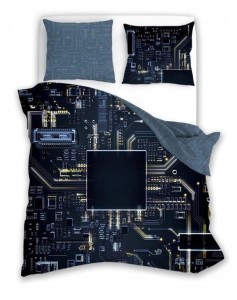 POŚCIEL bawełniana Procesor Technologia Nauka 160x200 cm ŚWIECĄCA