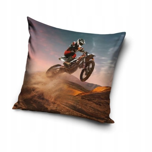 POSZEWKA pluszowa dekoracyjna na poduszkę MOTOCROSS 40x40 cm WELWET MOTOR
