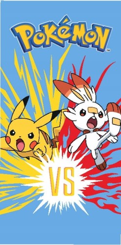 RĘCZNIK bawełniany POKEMON 70x140 cm Pikachu vs Scorbunny
