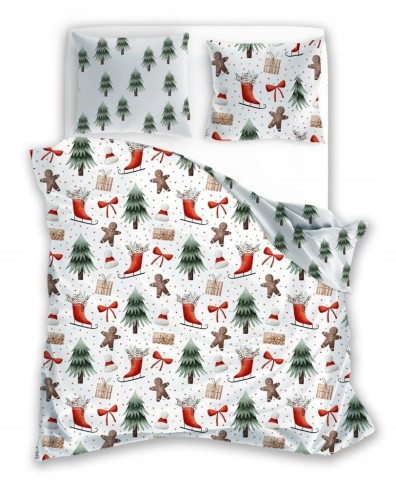 POŚCIEL bawełniana ŚWIĄTECZNA 220x200 + 2x 70x80 komplet 3 częściowy