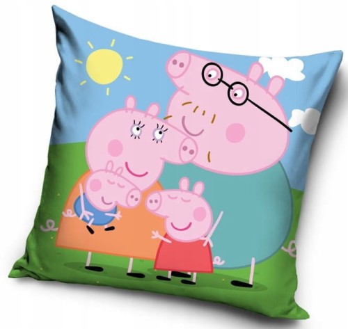 POSZEWKA pluszowa dekoracyjna na poduszkę ŚWINKA PEPPA 40x40 cm WELWET