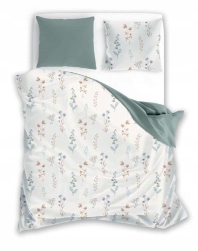 POŚCIEL bawełniana KWIATY 220x200 + 2x 70x80 komplet 3 częściowy