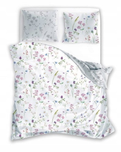 POŚCIEL bawełniana satynowa KWIATY 220x200 + 2x 70x80 komplet 3 częściowy
