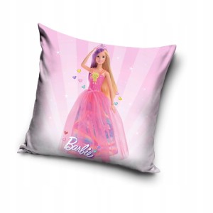 POSZEWKA pluszowa dekoracyjna na poduszkę BARBIE 40x40 cm WELWET