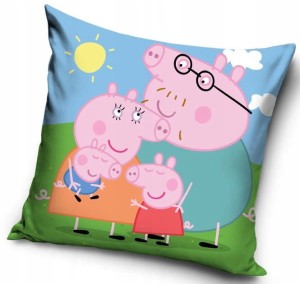 POSZEWKA pluszowa dekoracyjna na poduszkę ŚWINKA PEPPA 40x40 cm WELWET