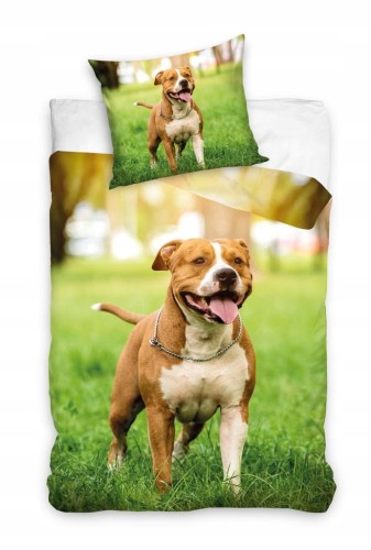 POŚCIEL bawełniana PIES 160x200 AMSTAFF Amerykański Staffordshire terrier