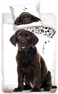 POŚCIEL bawełniana PIES 160x200 cm Labrador retriever