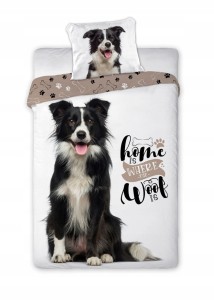 POŚCIEL dziecięca bawełniana PIES Border Collie 160x200 cm