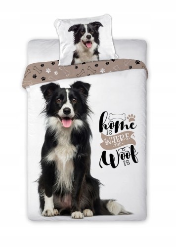 POŚCIEL dziecięca bawełniana PIES Border Collie 160x200 cm