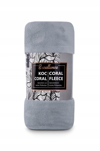 KOC CORAL kocyk mikrofibra SZARY 150x200 cm